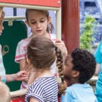 Kids talking on playground